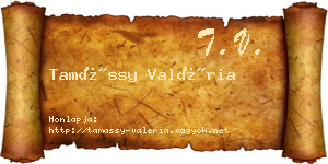 Tamássy Valéria névjegykártya